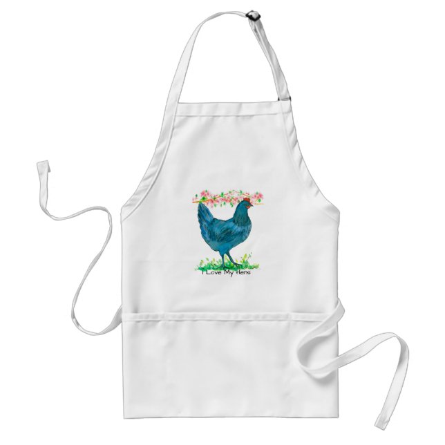 I Love My Hens Blue Chicken Farm Standard Apron (Front)