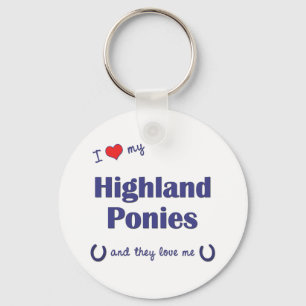 I Love My Highland Ponies (Multiple Ponies) Key Ring