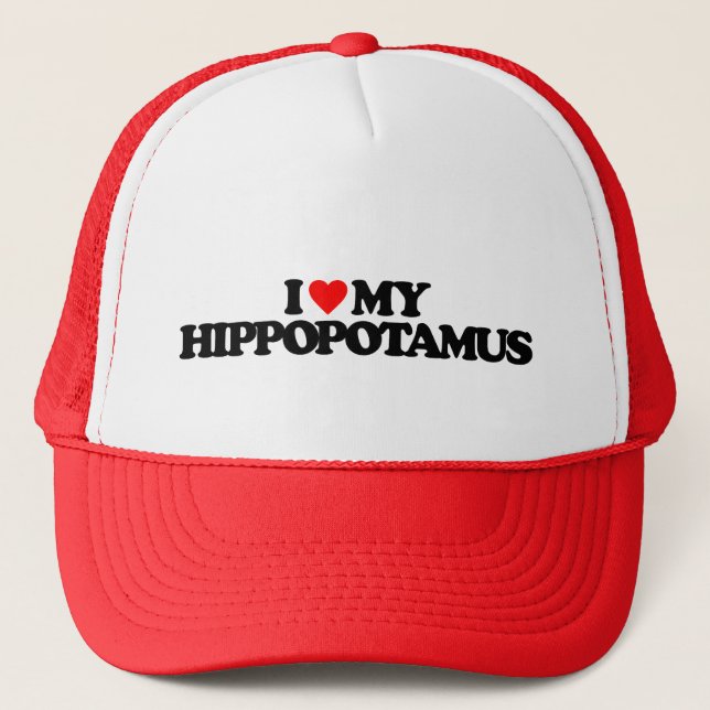 I LOVE MY HIPPOPOTAMUS TRUCKER HAT (Front)