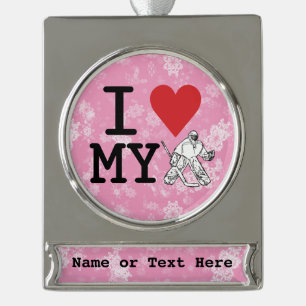 I Love My Hockey Goalie Custom Christmas Ornament