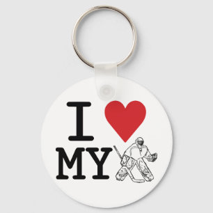 I Love My Hockey Goalie Key Ring