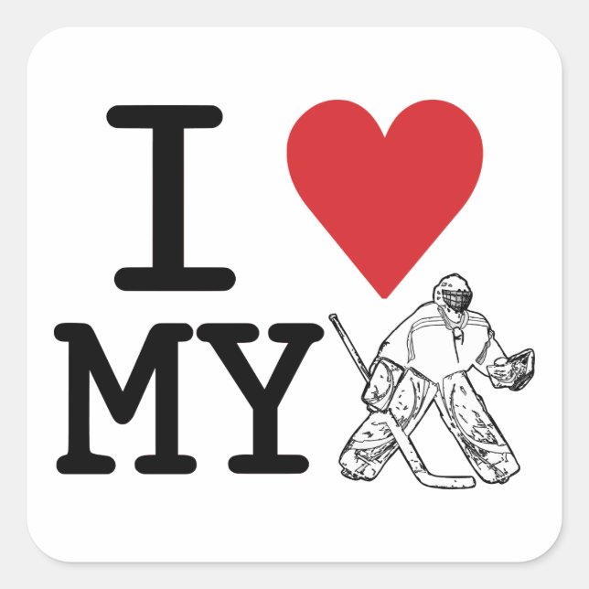 I Love My Hockey Goalie Stickers (Front)