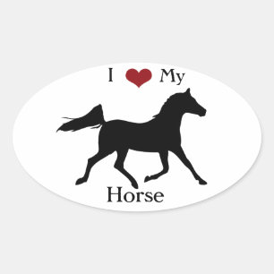 I Love My Horse Oval Sticker #2
