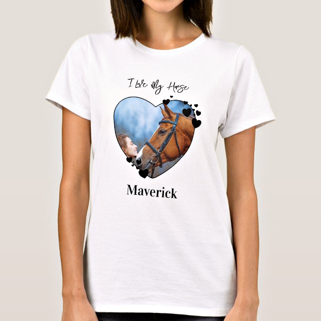 I Love My Horse Personalised Heart Pet Photo T-Shirt (Creator Uploaded)