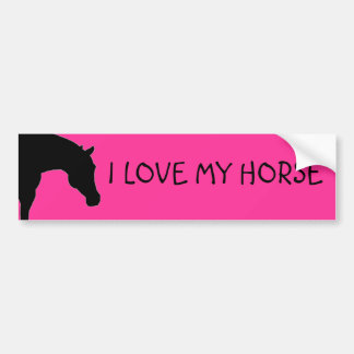 "I LOVE MY HORSE" pink bumper sticker