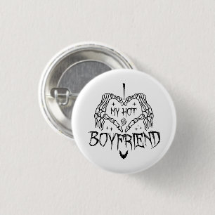 I Love My Hot Boyfriend Halloween Skeleton Funny 3 Cm Round Badge