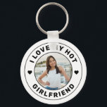 I Love My Hot Girlfriend Personalised Image Key Ring<br><div class="desc">Personalised Keychain with "I Love my Hot Girlfriend" custom text and photo design. Colours and fonts can be changed, with the Design Tool. Modern and simple design is perfect for a more minimal and understatedcute way to wear a photo of your girlfriend for Valentine's day, an anniversary, birthday, romantic date,...</div>