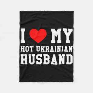 I Love My Hot Ukrainian Husbynd Red Heart Fleece Blanket