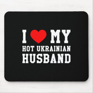 I Love My Hot Ukrainian Husbynd Red Heart Mouse Pad