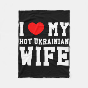 I Love My Hot Ukrainian Wife Red Heart  Fleece Blanket