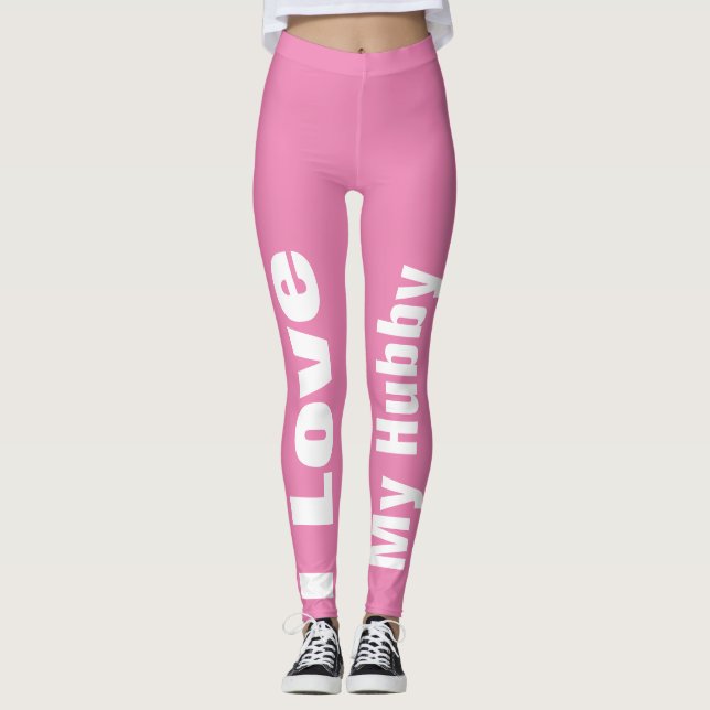 I Love My Hubby Pink White Cute Girly Chic 2020 Leggings (Front)