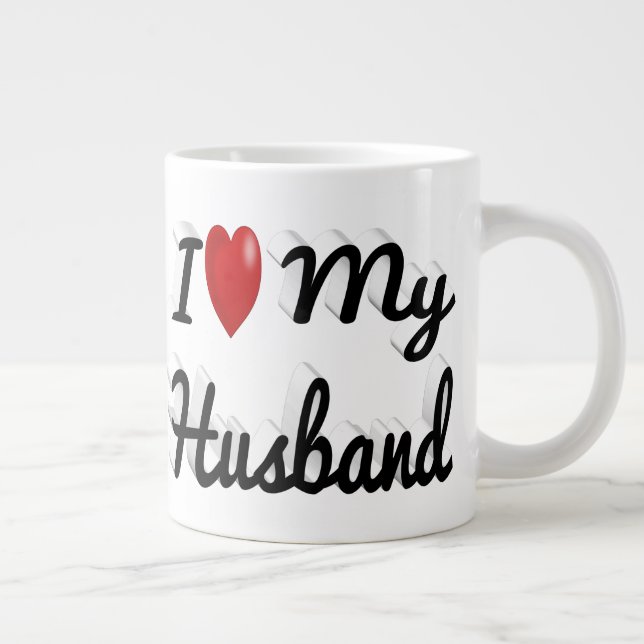 I Love My Husband cute black text  Large Coffee Mug (Right)