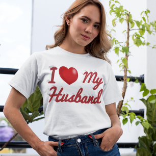 I Love My Husband cute red text T-Shirt