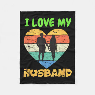I Love My Husband Funny Retro Wife Valentines Day  Fleece Blanket