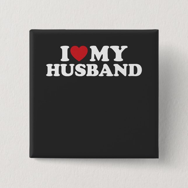 I LOVE MY HUSBAND I Heart Groovy Retro 15 Cm Square Badge (Front)