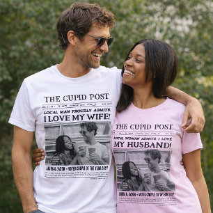 I LOVE MY HUSBAND Shirt, Fun Custom Newspaper  T-Shirt