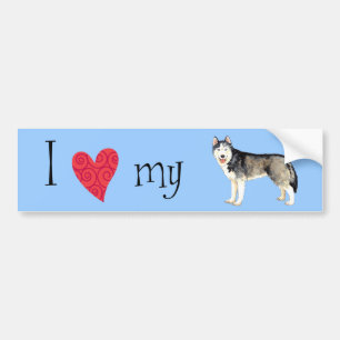 I Love my Husky Bumper Sticker