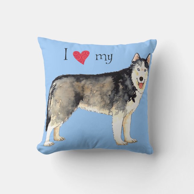 I Love my Husky Cushion (Front)