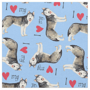 I Love my Husky Fabric