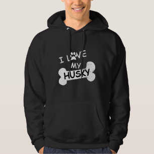 I Love My Husky For Dog Paw Print Husky Hoodie