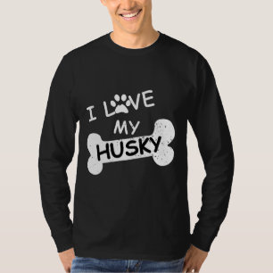 I Love My Husky For Dog Paw Print Husky T-Shirt