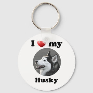 I Love My Husky Key Ring