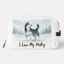 I Love My Husky Makeup and Toiletry Bag