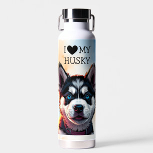 I Love My Husky Personalized Water Bottle