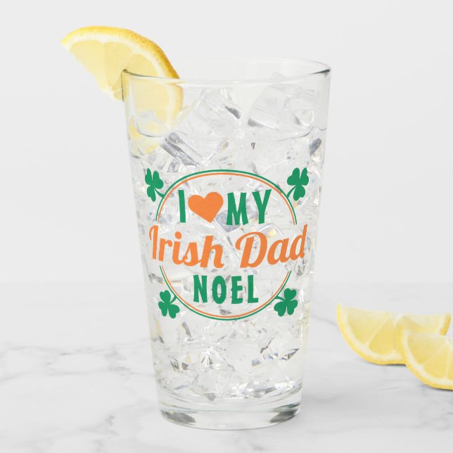 I Love My Irish Dad Personalized Dad's Whiskey Glass (Front Ice)