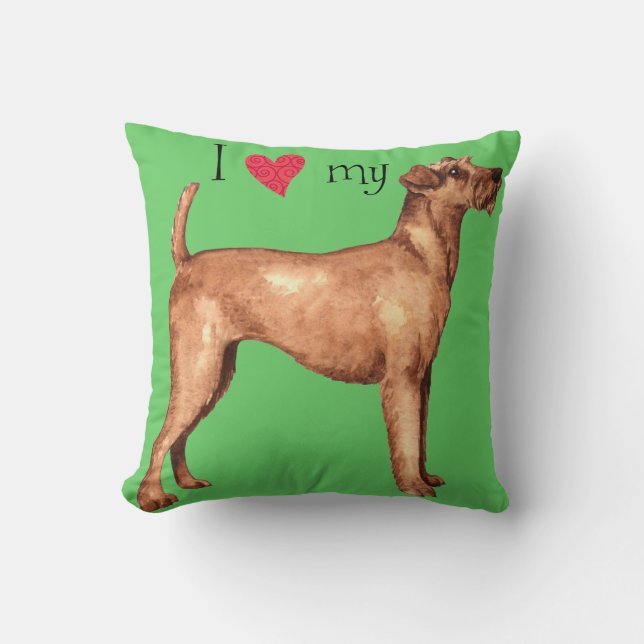 I Love my Irish Terrier Cushion (Front)
