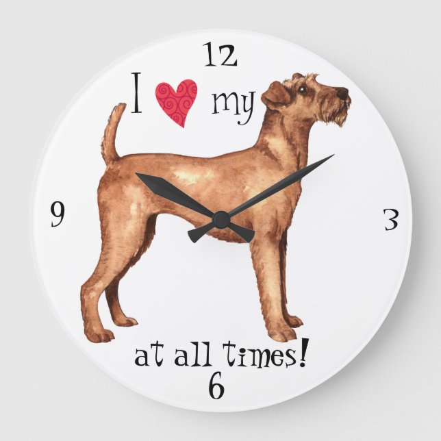 I Love my Irish Terrier Large Clock (Front)