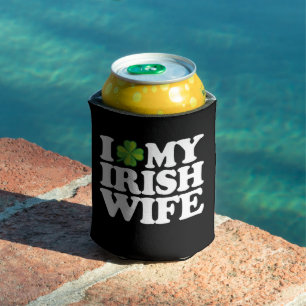 I Love My Irish Wife Funny Couple St Patrick's Day Can Cooler