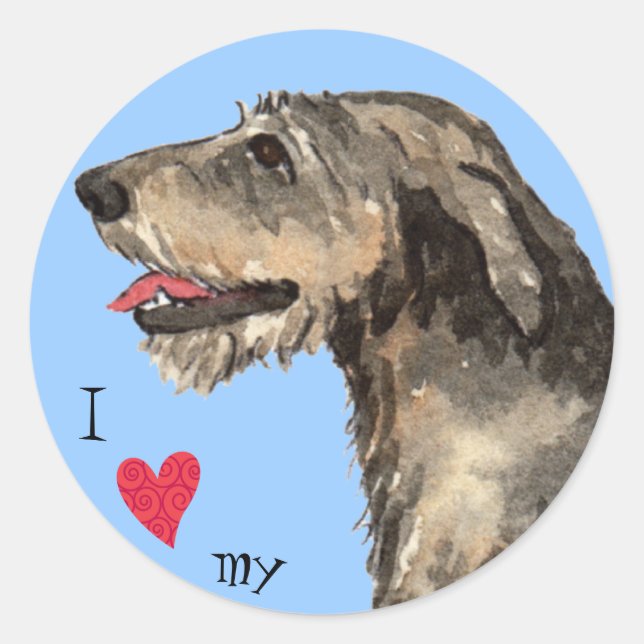 I Love my Irish Wolfhound Classic Round Sticker (Front)