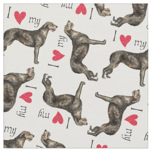 I Love my Irish Wolfhound Fabric