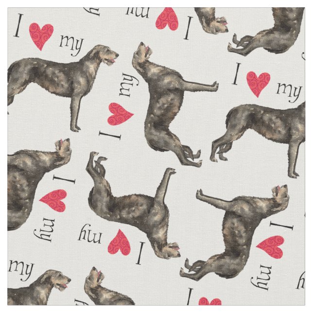 I Love my Irish Wolfhound Fabric (Close Up)