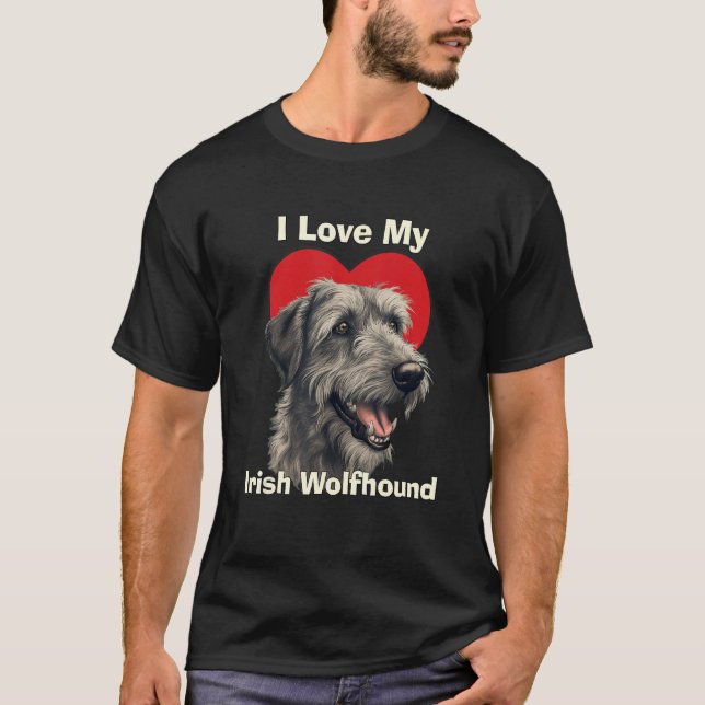 I Love My Irish Wolfhound Puppy Dog T-Shirt (Front)