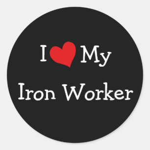 I Love My Iron Worker Classic Round Sticker