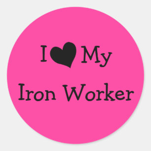 I Love My Iron Worker Classic Round Sticker