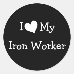 I Love My Iron Worker Classic Round Sticker