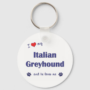I Love My Italian Greyhound (Male Dog) Key Ring