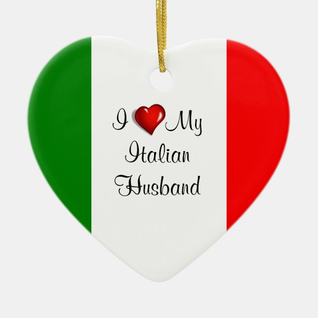 I Love My Italian Husband Ceramic Tree Decoration (Front)
