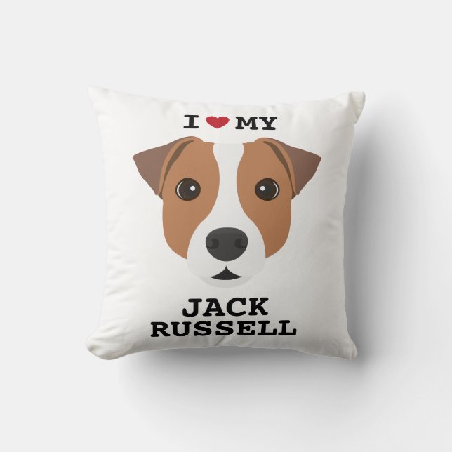 I Love my Jack Russell Cushion (Front)