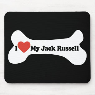 I Love My Jack Russell - Dog Bone Mouse Pad