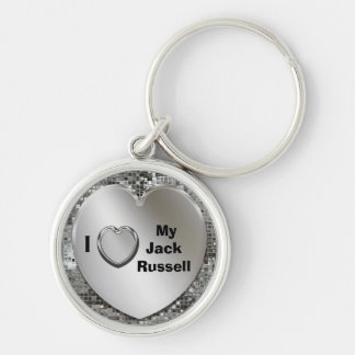 I Love My Jack Russell Heart Keychain