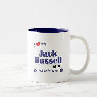 I Love My Jack Russell Mix (Male Dog) Two-Tone Coffee Mug