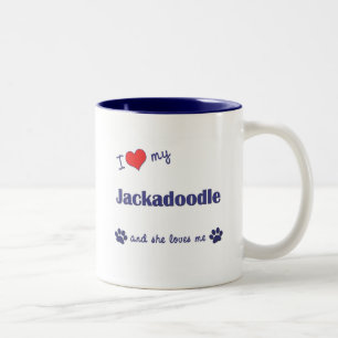 I Love My Jackadoodle (Female Dog) Two-Tone Coffee Mug