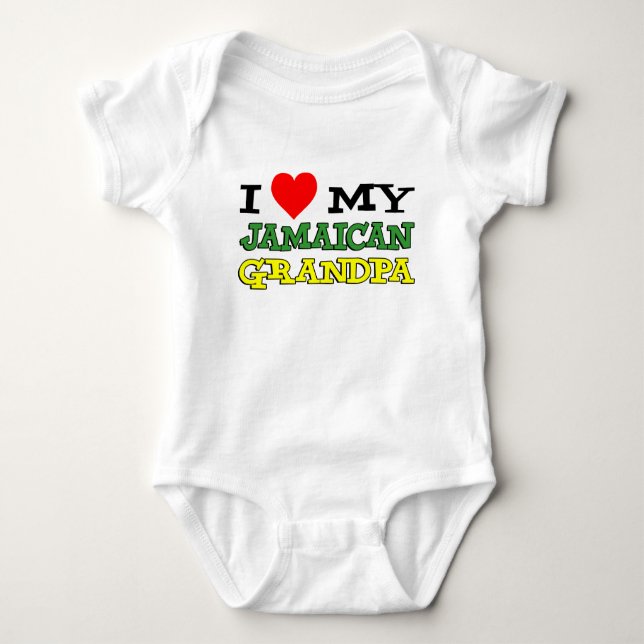 I Love My Jamaican Grandpa Baby Bodysuit (Front)