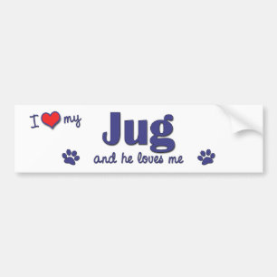 I Love My Jug (Male Dog) Bumper Sticker