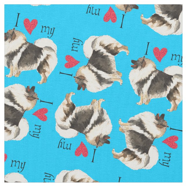 I Love my Keeshond Fabric (Close Up)