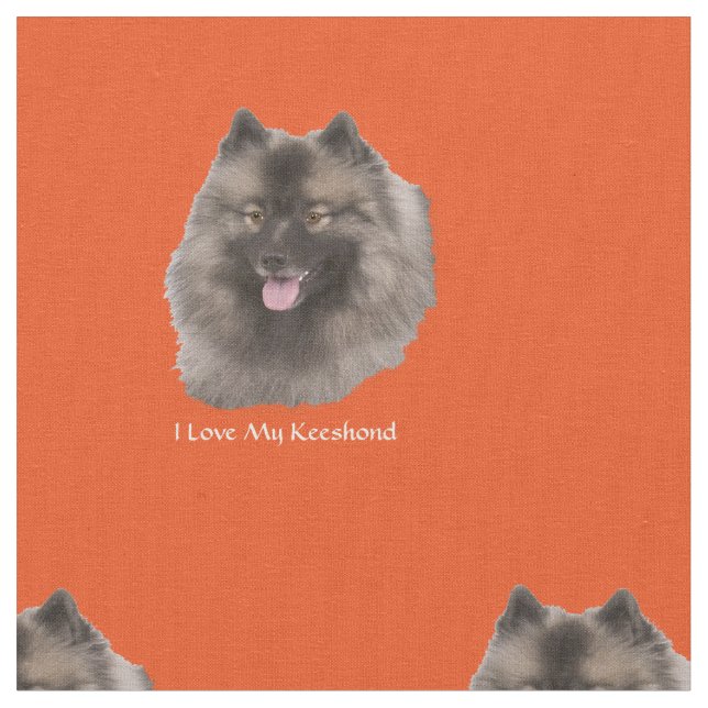 I Love My Keeshond Fabric (Close Up)